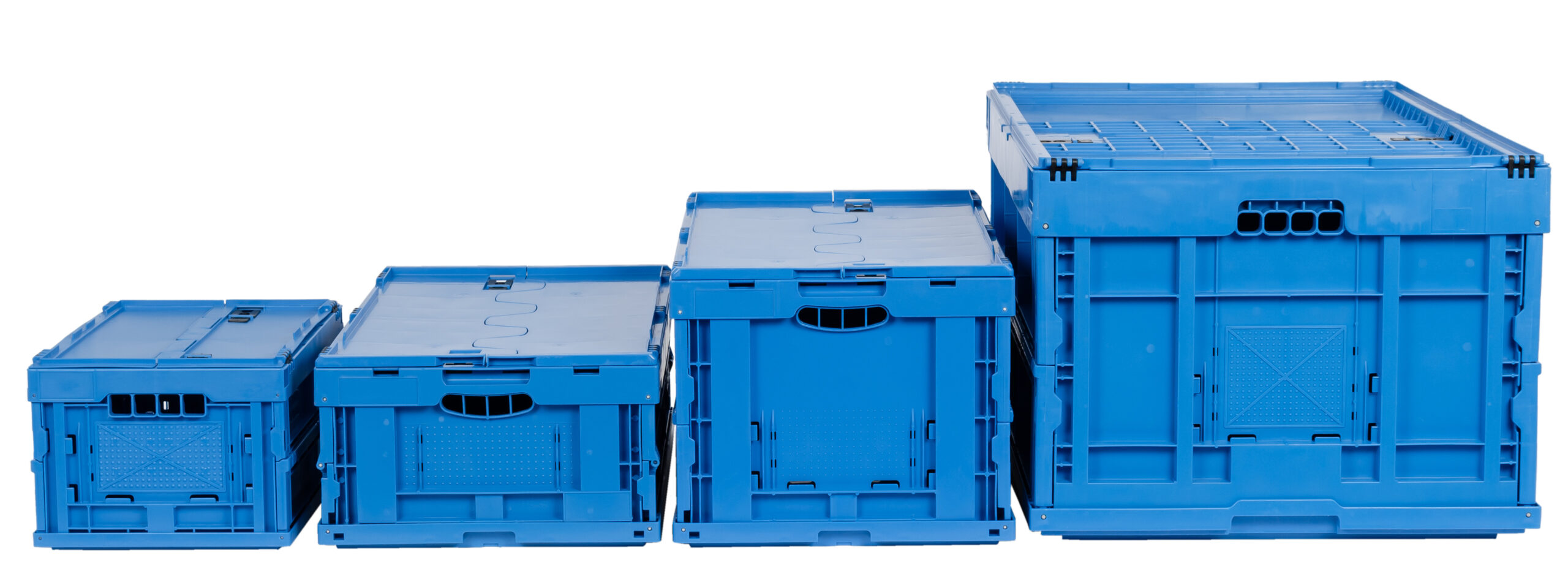Blaue Faltboxen von WALTHER Faltsysteme