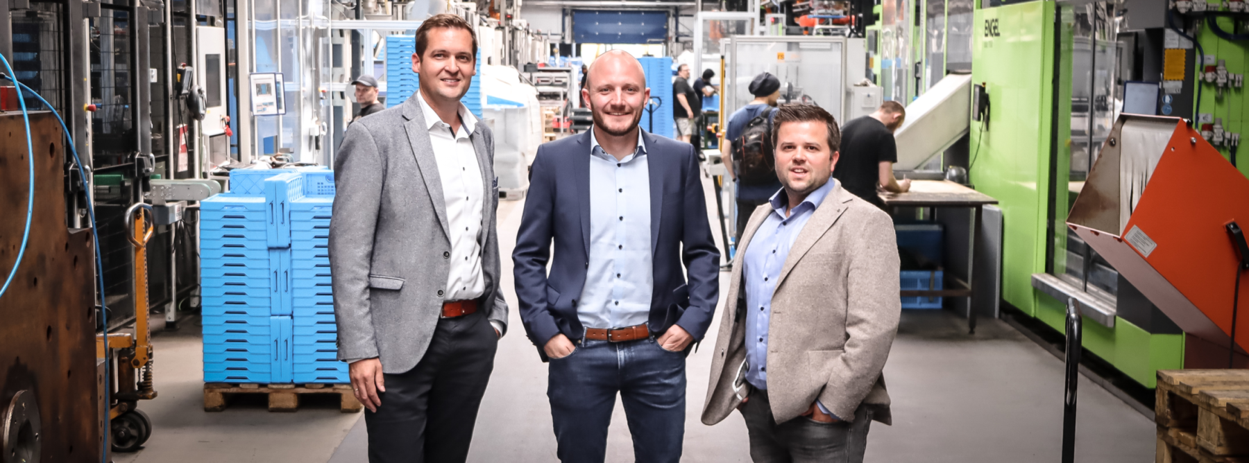 Zusammenlegung der zentralen Organisationseinheiten von WALTHER Faltsysteme und Formex Plastik GmbH, Geschäftsführer Dominik Lemken, André Peters und Thomas Heilen