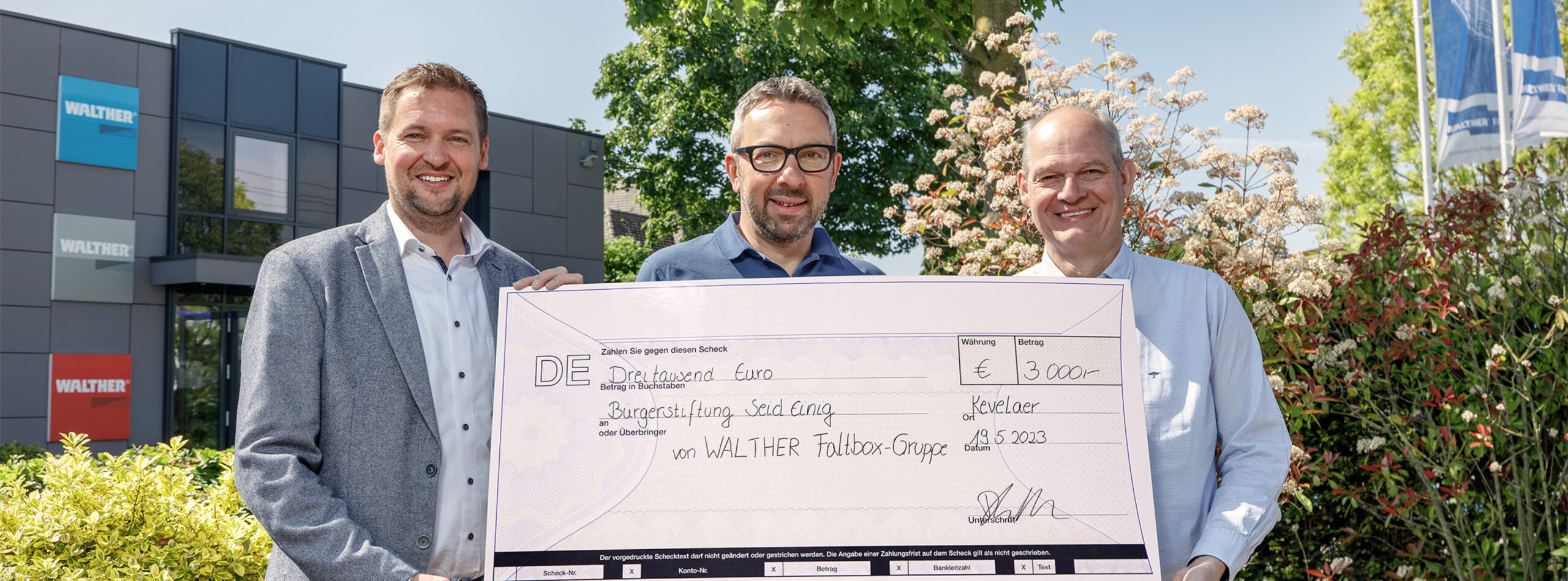 WALTHER Faltbox-Gruppe spendet 3.000 Euro an die Bürgerstiftung Seid einig