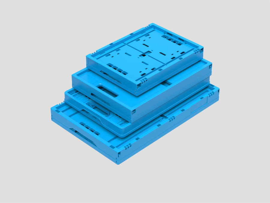 Blue WALTHER folding boxes in individual special sizes