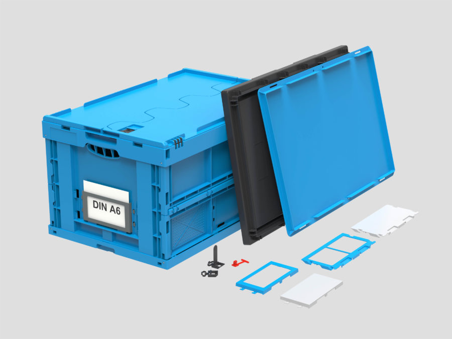 Blue WALTHER folding box with versatile accessories