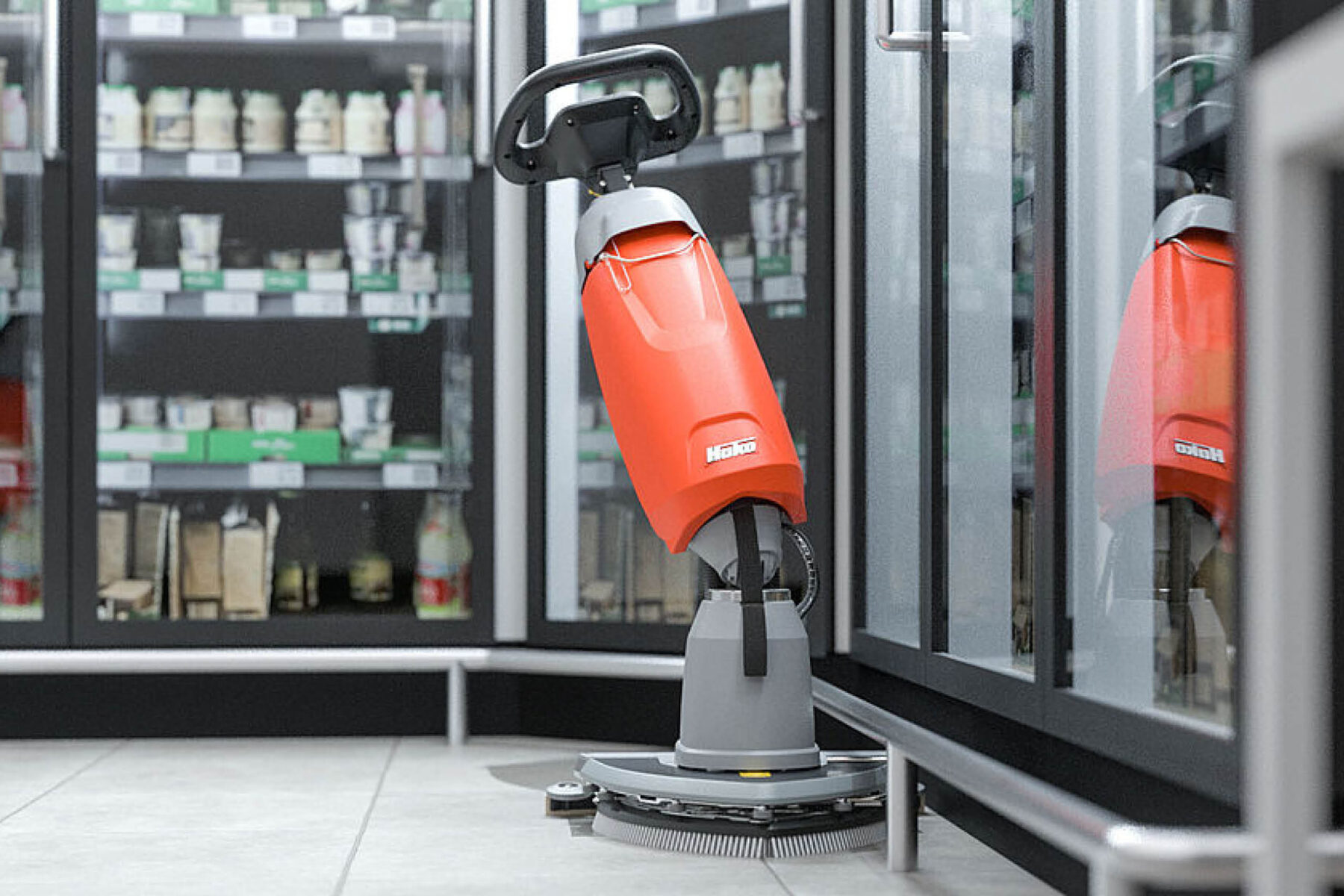 Hako Scrubmaster mit Bauteilen von WALTHER Faltsysteme im Einsatz