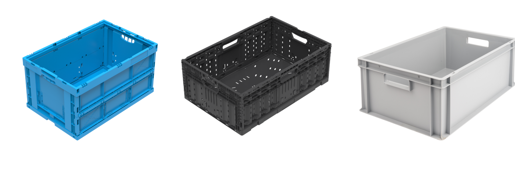 Ein konkretes Beispiel aus unserem Sortiment: Unsere Obst- und Gemüse-Klappboxen zeichnen sich durch eine besonders geringe Bauhöhe im zusammengeklappten Zustand aus (modellabhängig). In Kombination mit hoher Stabilität und geringem Leervolumen unterstützen sie effiziente Transport- und Lagerprozesse. Eine patentierte Verriegelung an den Stirnseiten ermöglicht ein ergonomisches Öffnen und Schließen im täglichen Einsatz. Durchbrochene Böden und Seitenwände fördern die Luftzirkulation innerhalb der Box, während lebensmittelechte Materialien den Einsatz entlang der gesamten Lieferkette ermöglichen – von der Ernte bis zur Präsentation am Point of Sale.