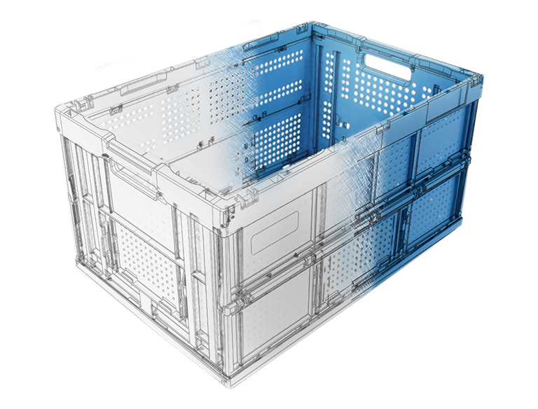La caja plegable más plana del mercado para frutas y verduras ALDI -  Hoogeweg 136, 47623 Kevelaer, Germany - WALTHER Faltsysteme GmbH - FALTBOX