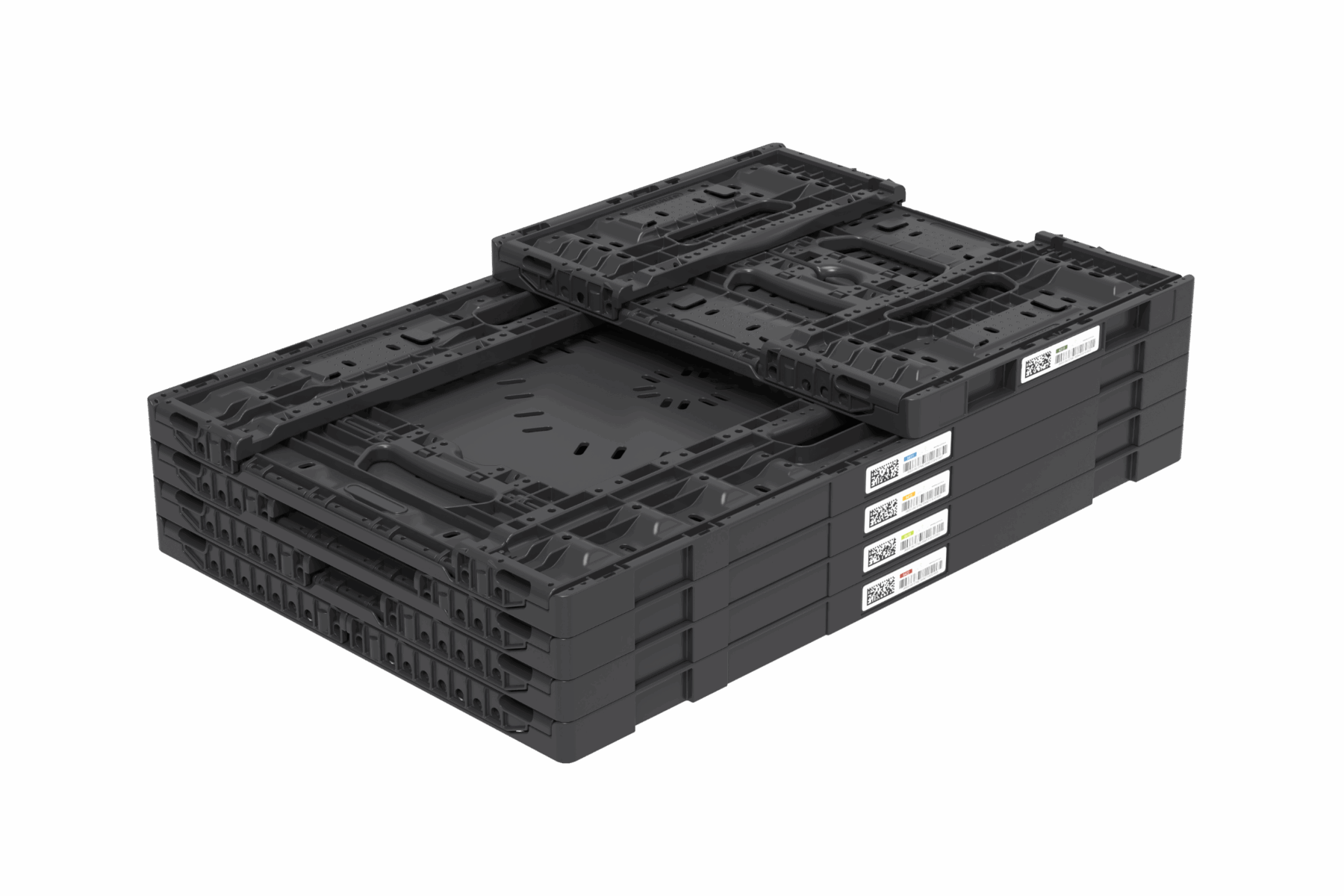 Collapsible box with RFID In-Mould labels